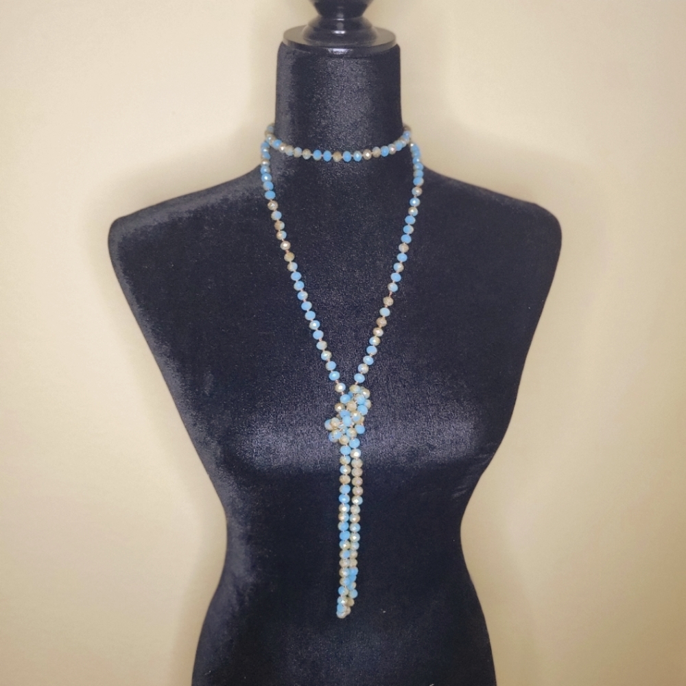 Beaded Necklace Teal & Coral